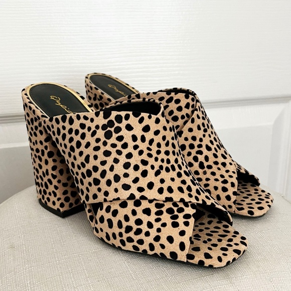 Qupid Leopard Print Heels - Picture 1 of 4
